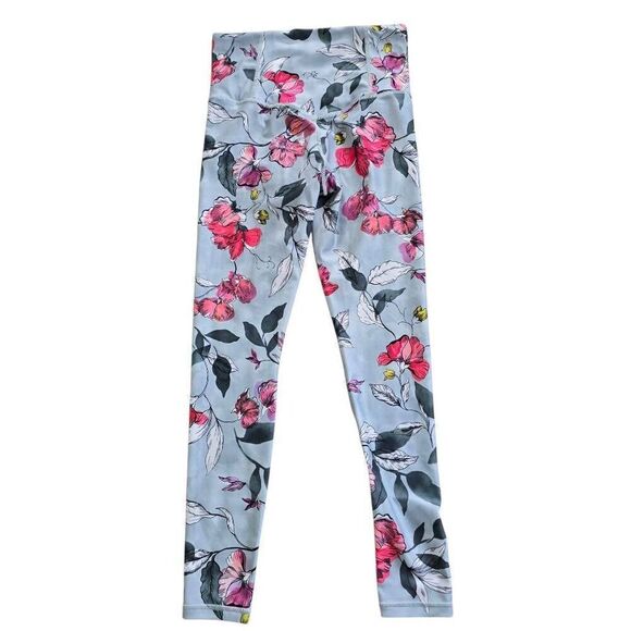 Athleta Elation Tight Leggings Women's Small Blue Red Floral Activewear Stretch - Picture 6 of 6